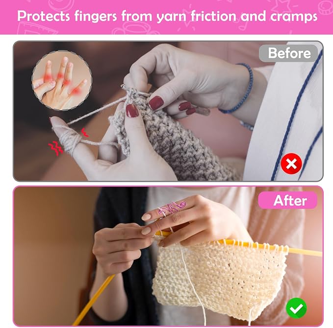 Vodolo Crochet Ring,2PCS Pink Adjustable Yarn Tension Ring for Crocheting Peacock Shape Knitting Loop Open Finger Ring for Mother Grandma Thanksgiving Presents Finger Yarn Guide Crochet Accessories