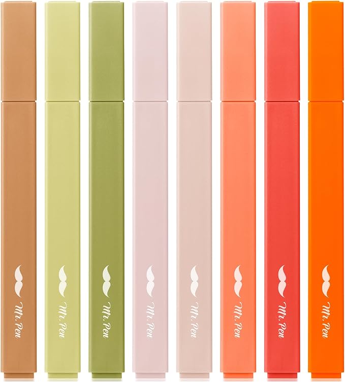 Mr. Pen- Aesthetic Highlighters No Bleed, 8 Pack, Assorted Colors | Chisel Tip, Cute Highlighters Assorted Colors for Journaling, Highlighting, Underlining, Fast Dry, Back to School Supplies