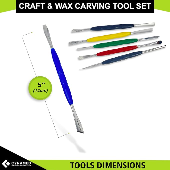 CYNAMED Stainless Steel Spatula Wax & Clay Sculpting Tool Carver Set (6PK)