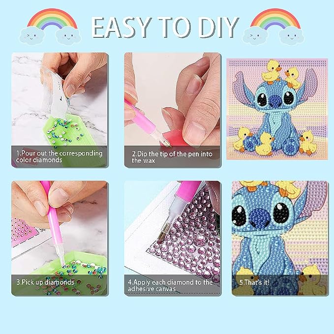 5D Diamond Art Painting Kits for Kids with Wooden Frame - Diamond Art for Kids Ages 6-8-10-12,DIY Art and Crafts Big Gem Gift Diamond Dots Painting by Number Kit Home Wall Decoration(7X7 inch)