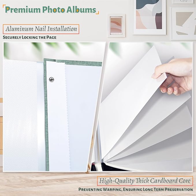 Artfeel Photo Album Self Adhesive Scrapbook,Large Photo Book for 4x6,5x7,8x10 Pictures,DIY Album for Baby Wedding Family Travel Birthday,with Metallic Pen and Scraper