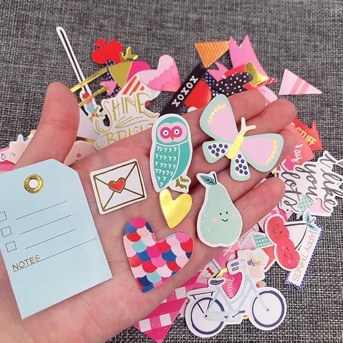 Scrapbook Stickers,80pcs Cardstock Stickers Love Stickers Decorative Masking Stickers for Personalize Laptop Scrapbook Daily Planner and Crafts
