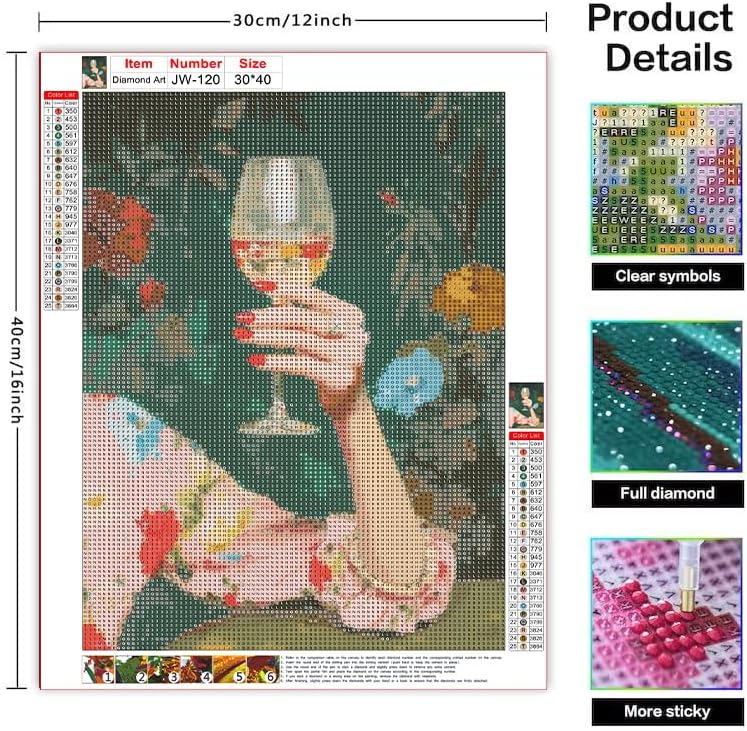 Vintage wine glass Diamond Art Kits for Adults, Diamond Painting Kit Adults for Beginners, Round 5D DIY Dimond art,Full Drill Painting Kit Art and Crafts for Adults Home Wall Decor【11.8x15.7inch】