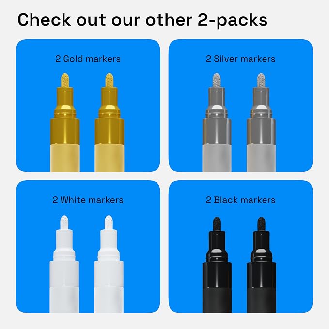 ARTISTRO White Acrylic Paint Markers - 3mm Medium-Tip - Set of 2