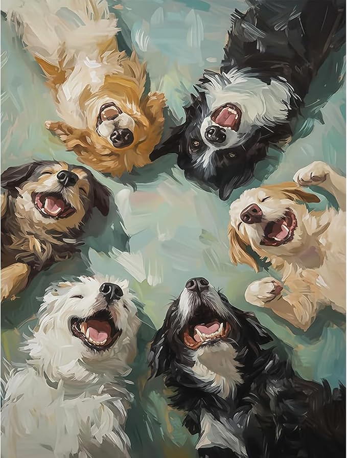 Happy Dogs Diamond Art Kits for Adults,Funny Animal Diamond Painting