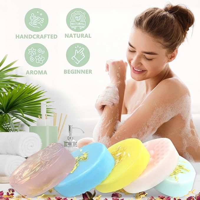 Jcoos Soap Making Kit, Soap Making Kit for Adults, Teen- Shea Butter Glycerin Melt and Pour Base, Molds, Dye, Fragrances, Dried Flowers, DIY Craft for Teen Beginners Girls, Gift Boxes for Women