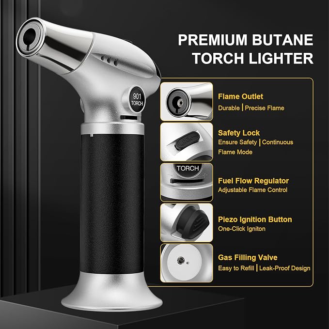 TBTeek Kitchen Butane Torch with Safety Lock for Baking, Crafts & Steak