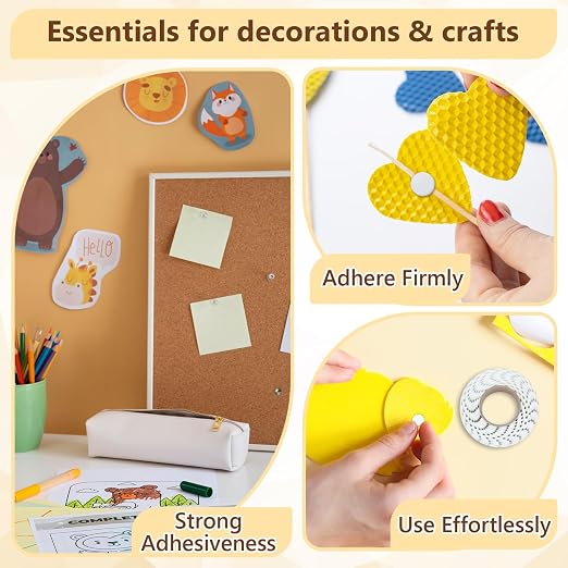 400 PCS 2mm Double Sided Foam Dots 0.4" Foam Round Dots 3D Foam Tape Craft Double Sided Dual Adhesive Foam Mounts Foam Pop Dots For Art Crafts Diy Handmade Scrapbook(White,0.4" Diameter,2mm Thick)