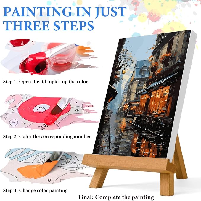 PRASIO Paint by Numbers Kit for Adults Beginner, Street View Adult Paint by Number Kits on Canvas, DIY Acrylic Watercolor Oil Paint by Number for Adults for Home Decor Gift 16x20 Inch