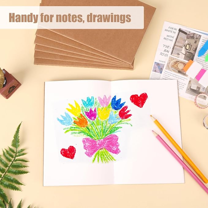 EOOUT 24 Pack Blank Kraft Notebooks, A5 Journals Notebook Bulk, Unlined Paper Sketchbooks, 8.3x5.5in 60 Pages Travel Journal Set for Journaling, Student, Kids, Writing