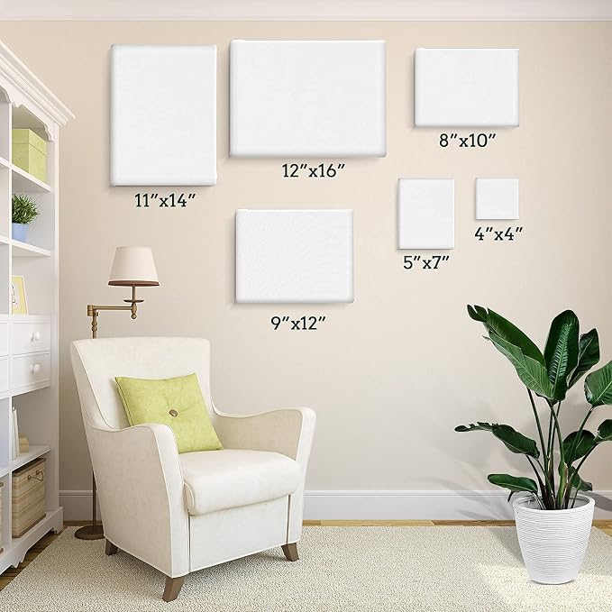 30 Pack Canvases for Painting with 4x4“, 5x7”, 8x10“, 9x12”, 11x14“, 12x16”, Painting Canvas for Oil & Acrylic Paint