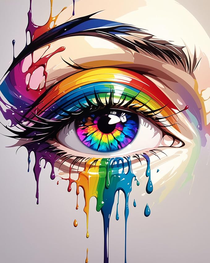 ldazao Colorful Eye Paint By Numbers Kit for Adults DIY Color Adult Paint By Number Kits Acrylic Canvas Painting Kit for Beginner Oil Painting Kits for Gift Home Wall Decor 16x20 Inch