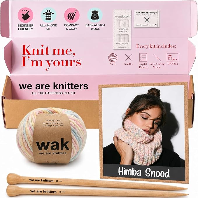 We Are Knitters Himba Snood Kit | Beginner Crochet Gift Kit | Easy Flat Knit Snood for Winter | Relaxing DIY Handmade Gift Set