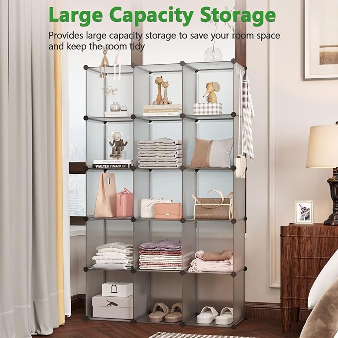 C&AHOME 16 Cube Storage Organizer Cube Shelves Units Storage Cubes, Grey