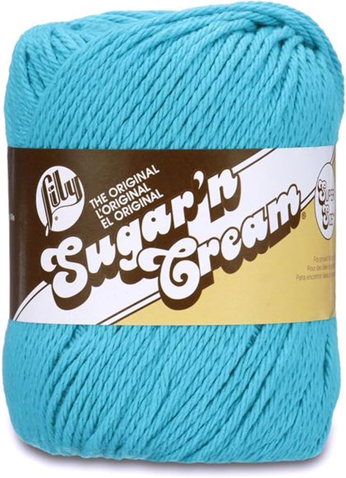 Lily Sugar'n Cream Super Size, Soft Cotton Crochet Yarn, Mod Blue 6-Pack