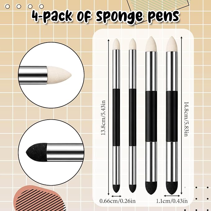 JJUNW 11 Pcs Blending Stumps for Drawing 4 Blending Pens 6 Sponge Pens