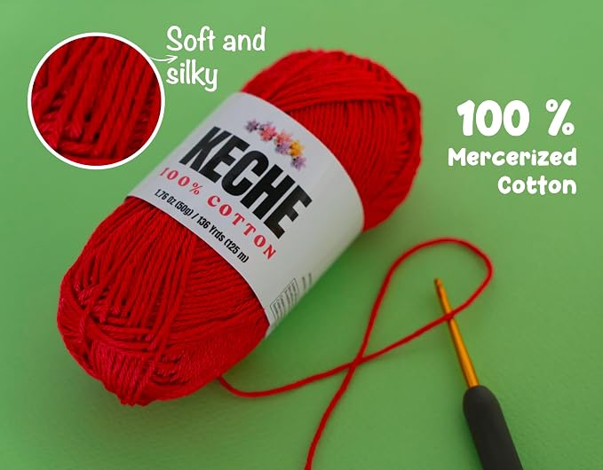Cotton Yarn - 100% Cotton Yarn for Crocheting and Knitting, Mercerized Cotton Amigurumi Yarn Fine-Sport 2 1.76 oz (50g) / 136 Yrds (125 m) 3 Skeins- Skin Color