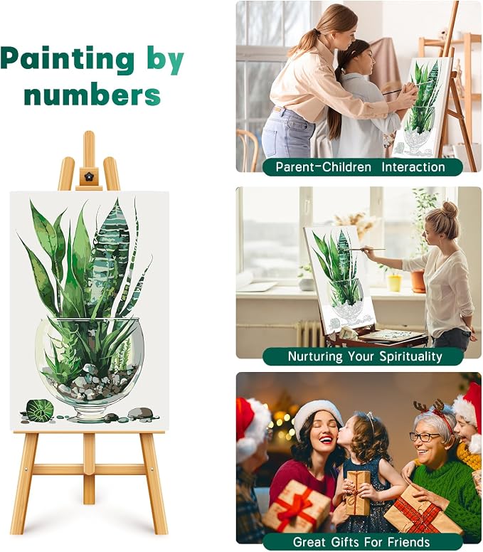 Paint by Numbers Kit for Adults Beginner with Wooden Frame, Plants Framed Adult Paint by Number Kits on Canvas, DIY Easy Acrylic Watercolor Oil Paint by Number for Adults for Home Decor Gift 8x12 Inch
