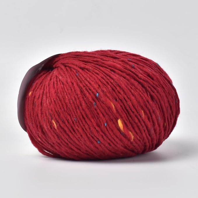 Rustic Tweed Wool Yarn, 1oo% Australian Wool, DK, 4 Skeins 200g/656yds (3115 Classic Red Fleck), Colorful Tweed Yarn | Cozy Wool Texture | Refined Everyday Knits