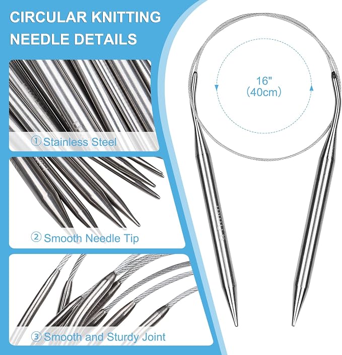 Aeelike Circular Knitting Needles Set, 2.5-10 mm Round Needle, 16 inches