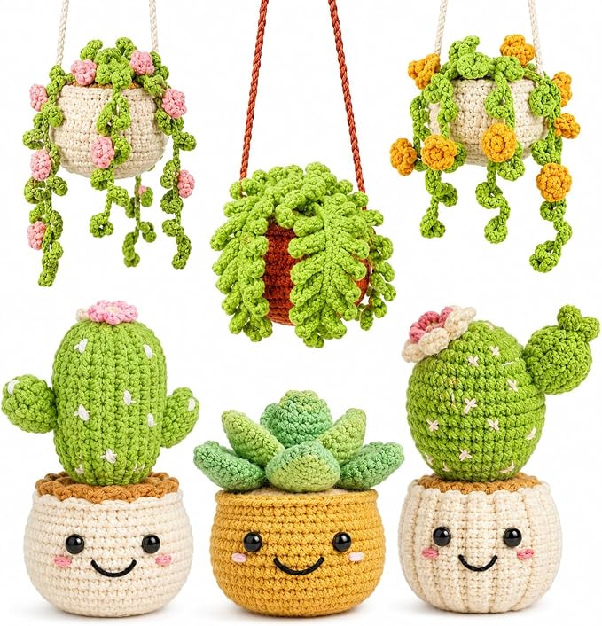 obvade Crochet Kit for Beginners Knitting Kit for Beginners Crochet Animal Kit Beginner Crochet with Step-by-Step Video Tutorials (Plants)