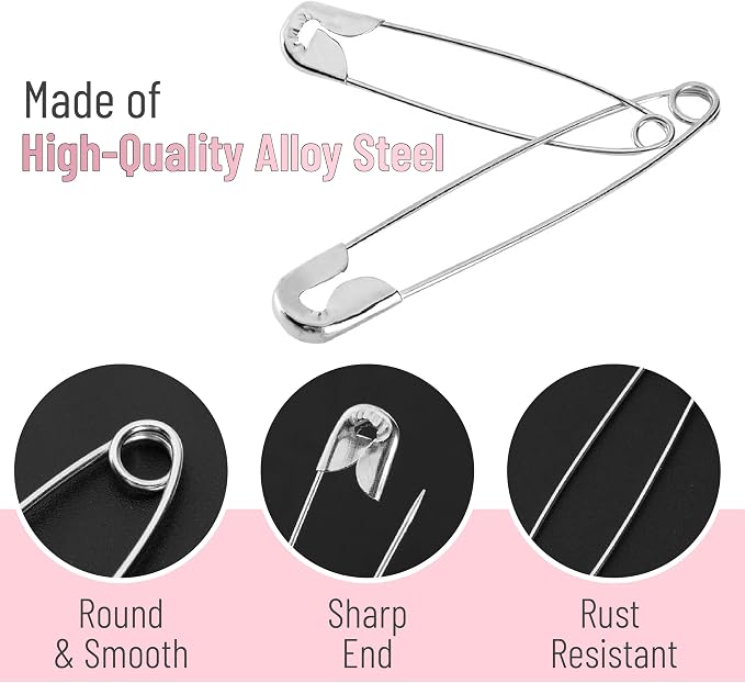Mr. Pen- Extra Large Safety Pins, 5 Inch, 10 Pack, Silver