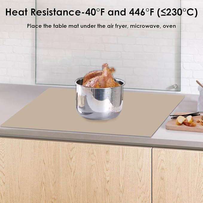 Extra Large Silicone Mat, Kitchen Counter Mat Placemats for Kids Silicone Mats for Countertop, Nonstick Silicone Table Mat for Pastry Crafts Baking Heat-Resistant Silicone Pad, 27.6'' x 15.7'' 1 Pack