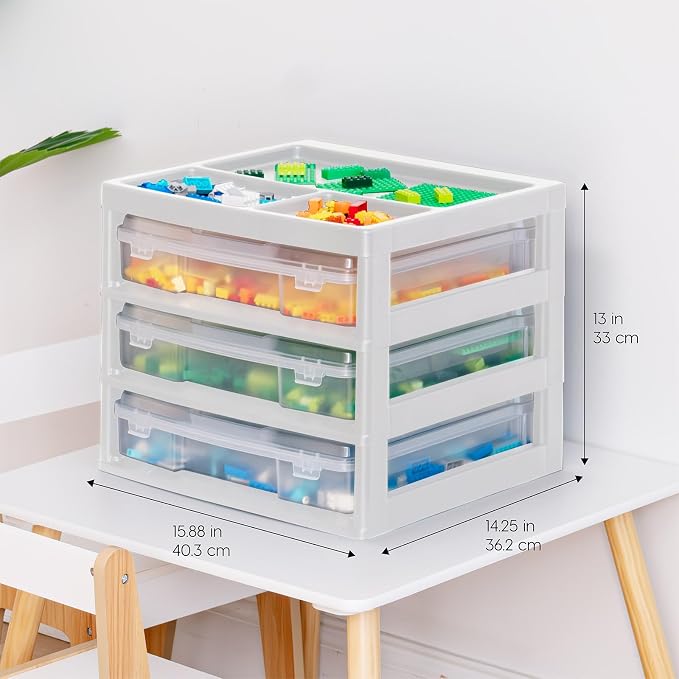 IRIS USA Desk Organizer |Made in USA| 3-Tier Cases - White/Clear