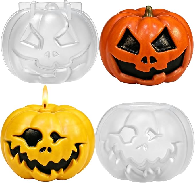 Halloween Candle Mold, 2 Pack Ghost Face Pumpkin Silicone Molds | Halloween Silicone Molds for Epoxy Resin Casting, Candle Soap Making, DIY Gift Plaster Craft,Halloween Party Home Decorations