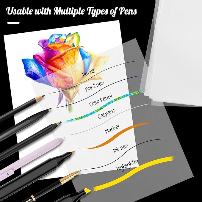 120 Sheets 8.5”x 11” Tracing Paper, Loose Translucent Trace Drawing Paper | 25 lb/41 gsm, for Drawing Pad Book Sketchbook Coloring Painting, Sketching, Overlaying, Vellum Paper Trace Tracing Paper