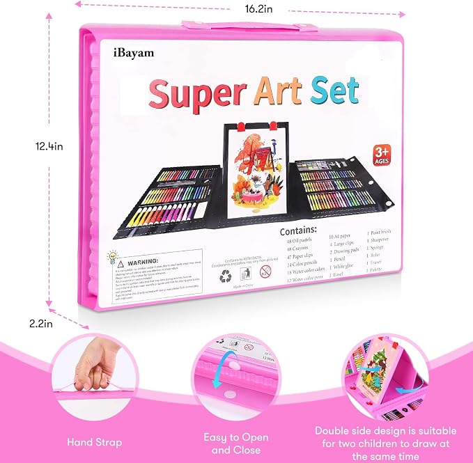 iBayam 251-Pack Pink Art Supplies, Drawing Arts Kits for Kids Teens Adult