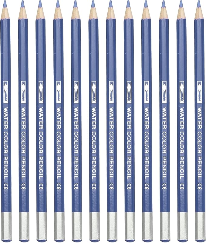 PATIKIL Watercolor Pencil, 12Pcs Water Soluble Pencils for Blending, Coloring, Sketch Drawing, Painting, Ocean Blue