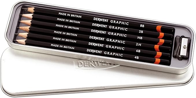 Derwent Graphic Pencils, Includes Tin and Sharpener, Set of 6 (0700835) (1951727)