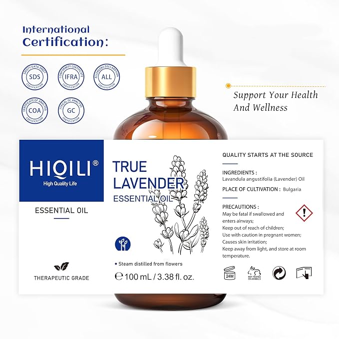 HIQILI Lavender Essential Oil for Diffuser, Aromatherapy & Better Sleep