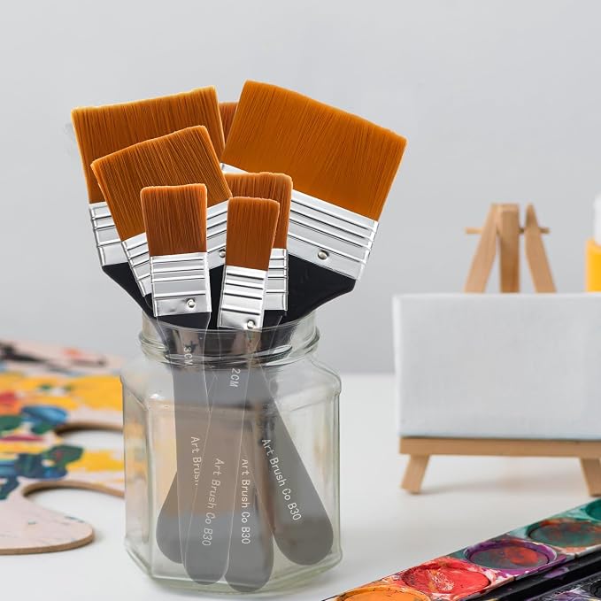 EORTA Flat Art Paint Brushes Set Assorted Size Nylon Painting Brushes