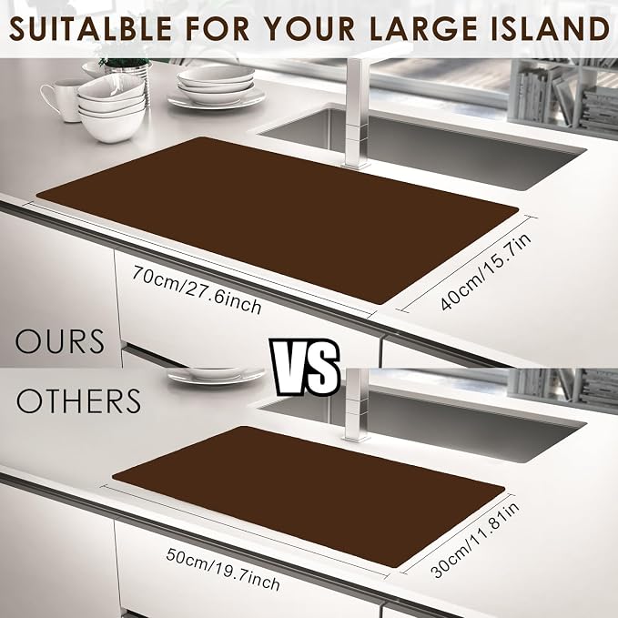 Extra Large Silicone Mat, Kitchen Counter Mat Placemats for Kids Silicone Mats for Countertop, Nonstick Silicone Table Mat for Baking Pastry Crafts Heat-Resistant Silicone Pad, 27.6'' x 15.7'', Coffee