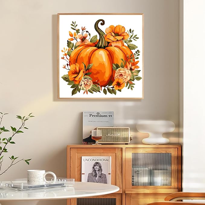 Fountor Fall Framed Paint by Numbers Kit for Adults Beginner 10x10 in