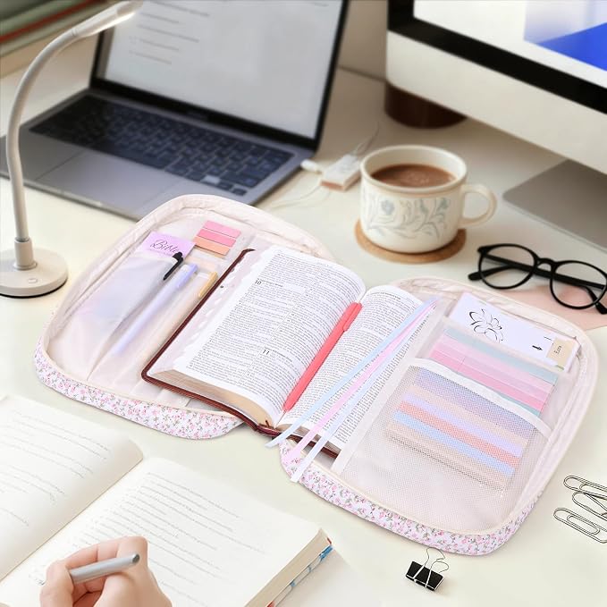 XKDOUS Bible Cover Case for Women Bible Bag Journaling Kit w/Study Supplies