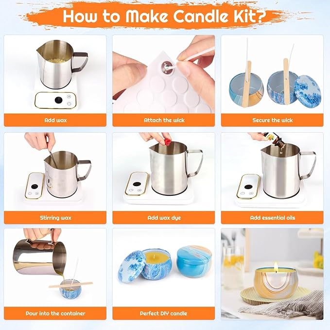OFUN Candle Making Kit for Adults, DIY Candle Making Supplies for Beginner, Christmas DIY Gifts, Candle Making Kits for Adults - Includes Beeswax, Essential Oils, Dyes, and More, Crafts for Adult