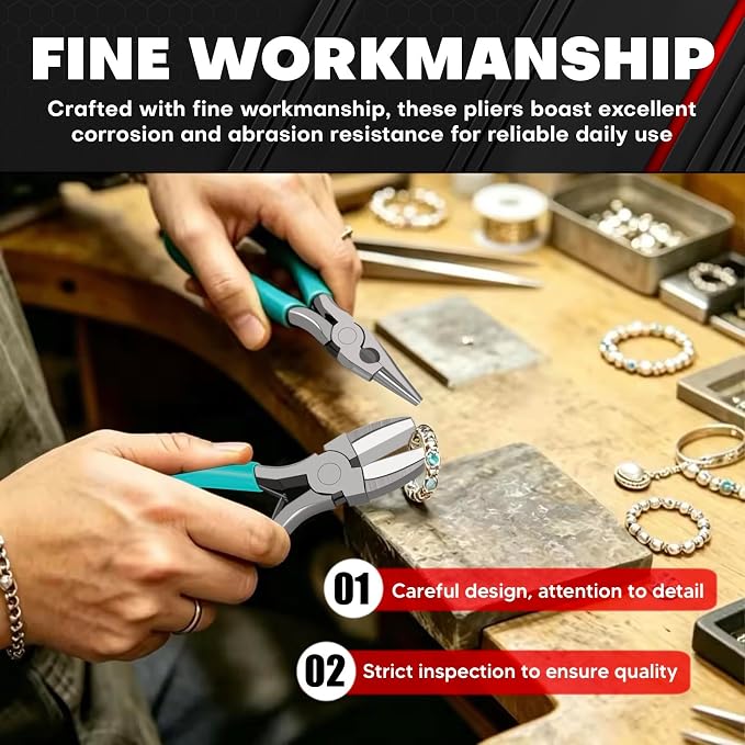 C&T 3-Piece Jewelry Pliers Set, Jewelry Making Tools Kit, Micro Jewelry Plier, Jewelry Making Supplies, Pliers set for jewellery making bead winding and shaping wire DIY Crafts