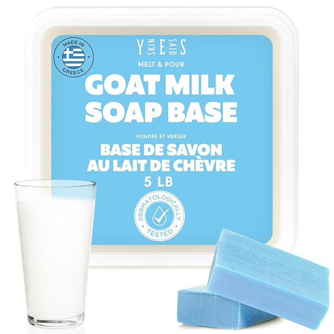 Skin Said Yes Goat Milk Soap Base 5 LB | Made in Greece | SLS/SLES Free, No Palm Oil, Organic - Melt and Pour Goats Milk Soap Making Supplies