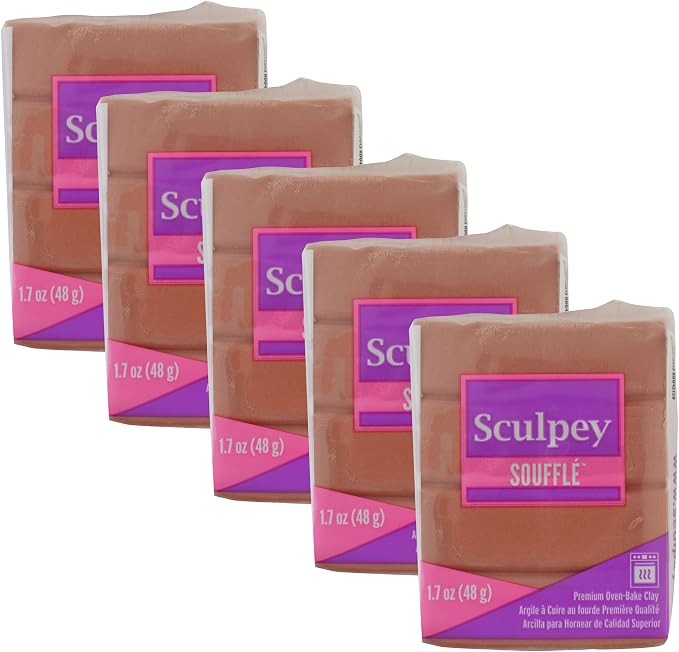 Soufflé Sculpey 5 Pack Polymer Oven Bake Clay, 1.7 oz, Sedona Pinkish Tan