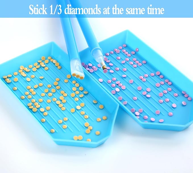 QYING 94PCS Blue 5D Diamond Art Painting Tools and Accessories Kits,with 20 Plastic Diamond Trays,20pcs Glue Clay,20 Diamond Art Painting pens,Non-Slip Clips,tweezer,and Diamond Crreection