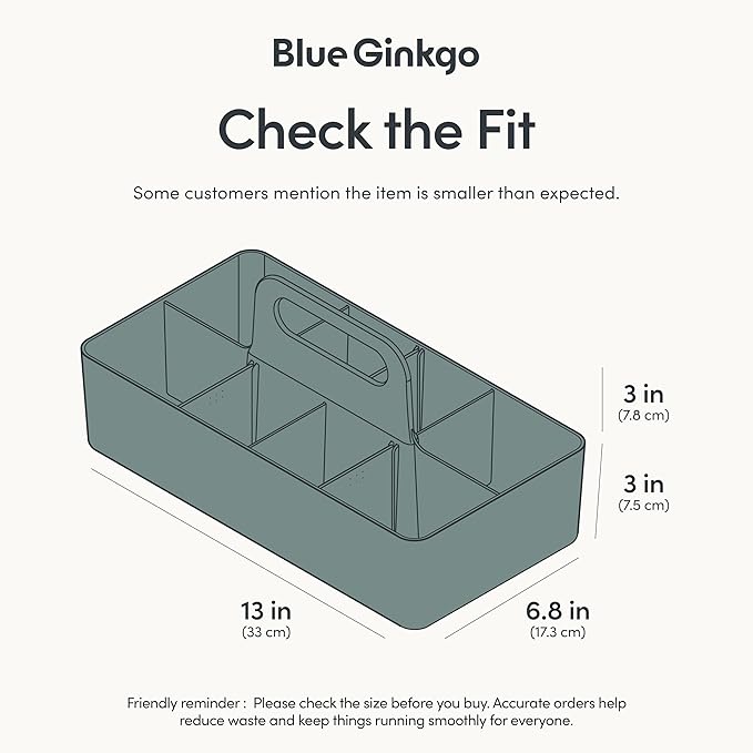 BLUE GINKGO Stackable Organizer Caddy, Long, Green, Made in Korea