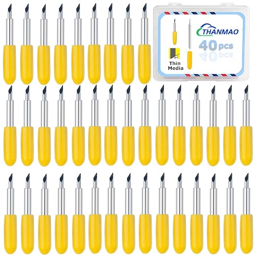 THANMAO 40 Pcs Fine Point Replacement Blades Compatible with Explore Air 2/Air 3/Explore 4/Maker/Maker 3/Maker 4 Cutting Machines(Yellow 30 Degree Fine Point Blades)