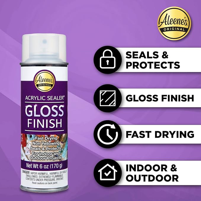 Aleene's 26412 Spray Gloss Finish, 6 Oz Acrylic Sealer, Original Version, Clear - Gloss