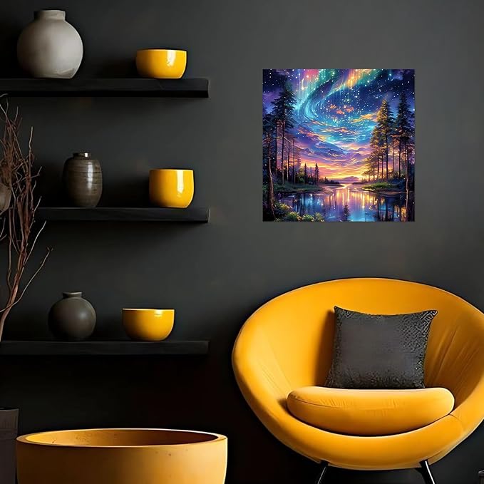 Framed Paint by Numbers Kit for Adults Beginner Kids Ages 8-12 Starry Night Adult Paint by Number Kits on Canvas with Easel Landscape Painting by Numbers for Adults with Frame DIY Painting Kits 8x8 In