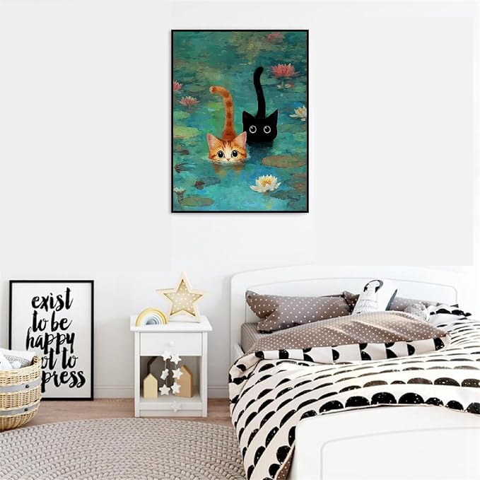 VIGEGU Black Cat Paint by Numbers Kit for Adults Beginner 16x20 Inch | Easy Adult Paint by Number Kits on Canvas DIY Painting for Beginners Art by Numbers for Home Wall Decor