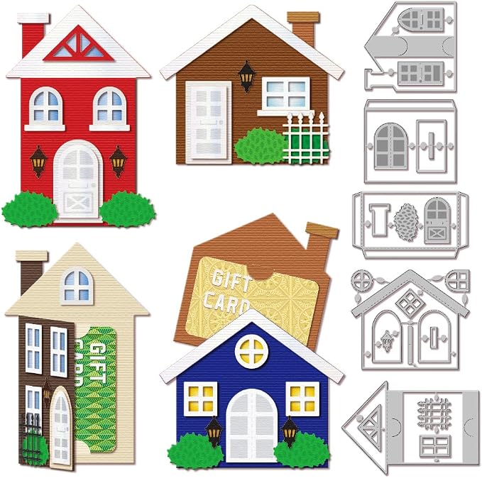 GLOBLELAND House Gift Card Holder Cutting Dies for Card Making Gift Card Tag Cut Die for DIY Scrapbooking Journal Embossing Paper Craft Decor