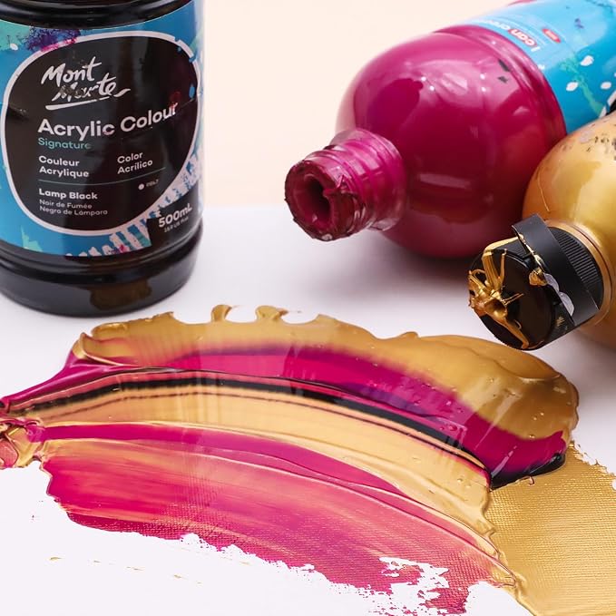 Mont Marte Signature Crimson Acrylic Paint, 16.9oz (500ml), Semi-Matte Finish, Suitable for Canvas, Wood, Fabric, Leather, Cardboard, Paper, MDF and Crafts